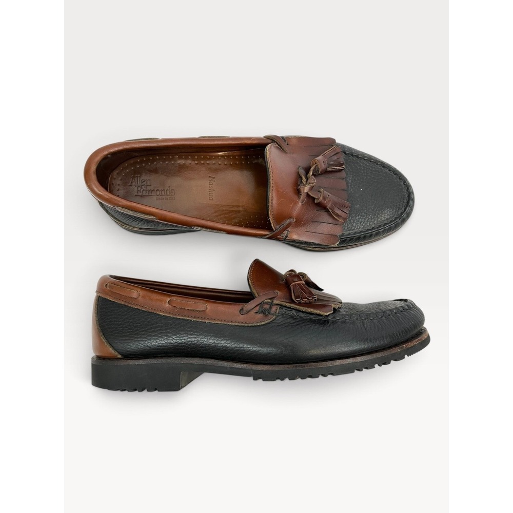 Allen Edmonds Nashua Kiltie Tassel Loafers Mens 8.5 EE Brown Black Leather 42250
